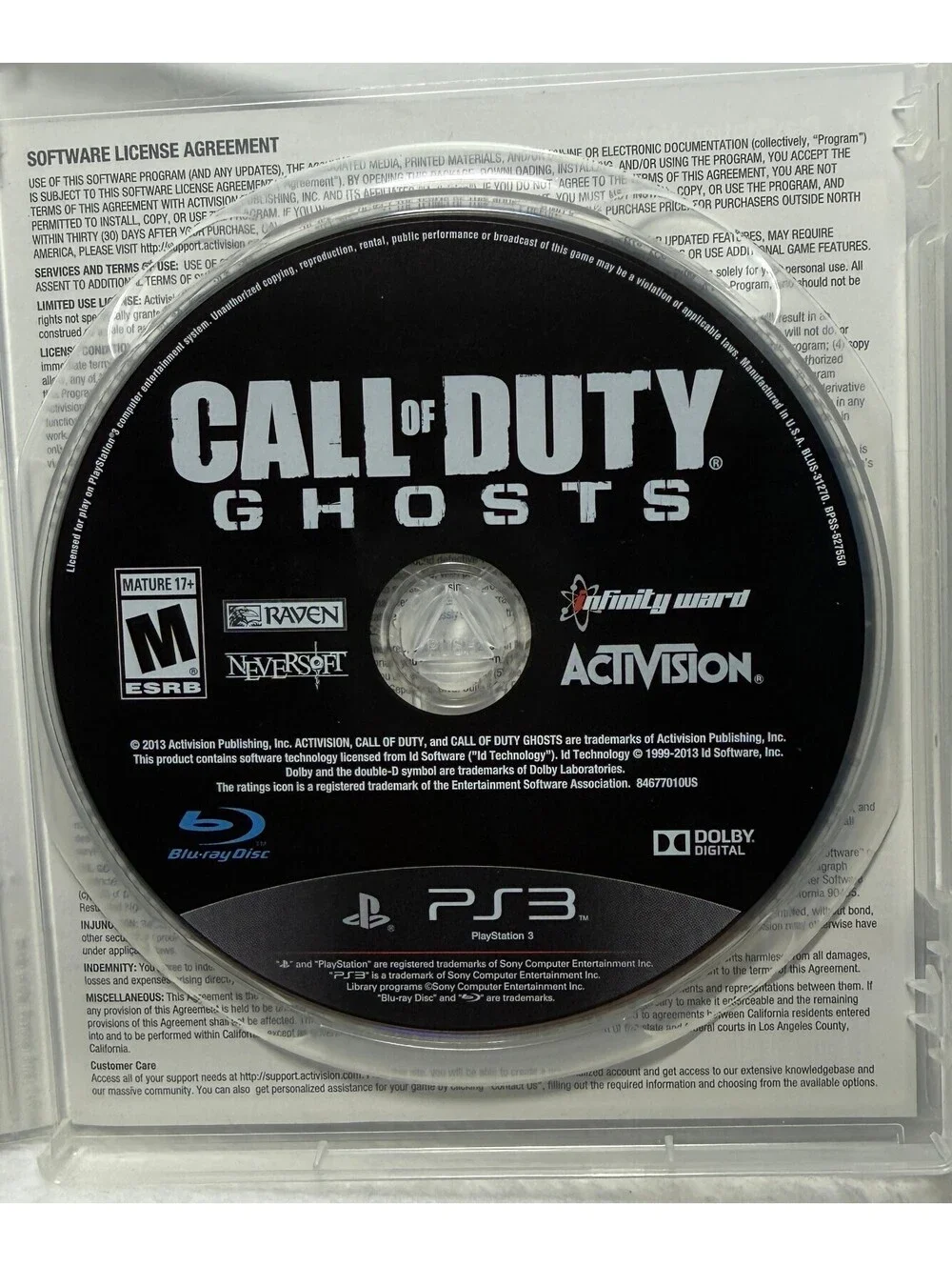 Call of Duty Ghosts PS3 PlayStation 3 Complete CIB Bonus Map Insert